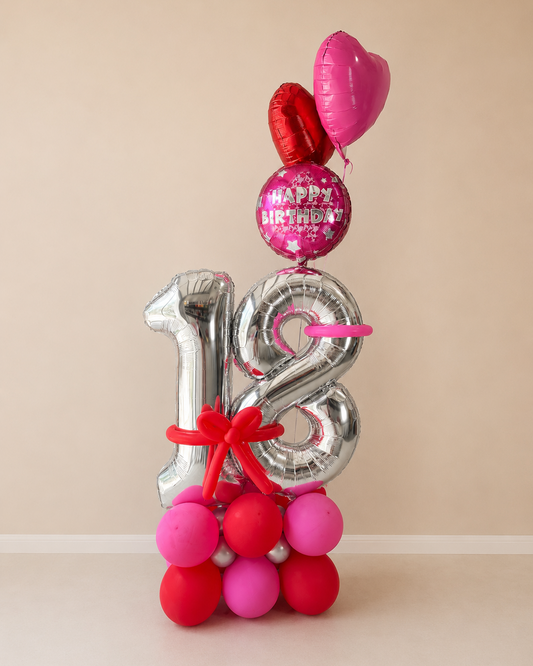 Double Number Structure With Happy Birthday Balloon Any Color Any Numbers