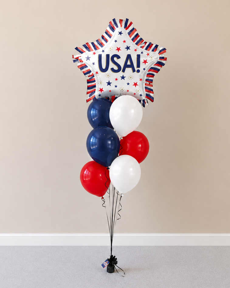 XXL Giant USA Star 8 Balloon Bouquet With Helium