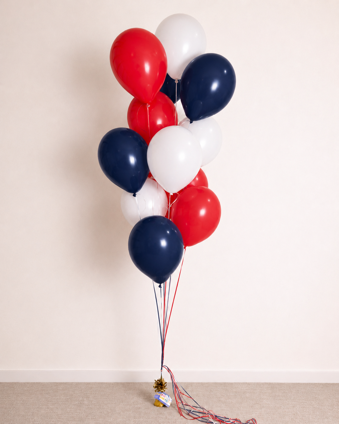 12 Helium Balloon Bouquet Red White And Navy Blue With Weight