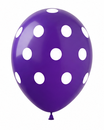 Purple Polka Dot 12" Latex Balloon With Helium