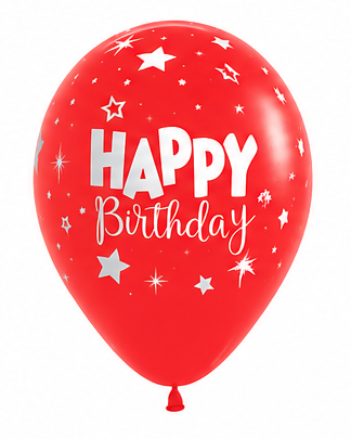 Red Happy Birthday 12" Latex Balloon With Helium