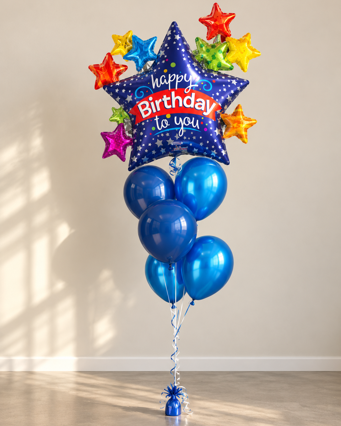 XXL Happy Birthday Star Balloon Bouquet With Helium