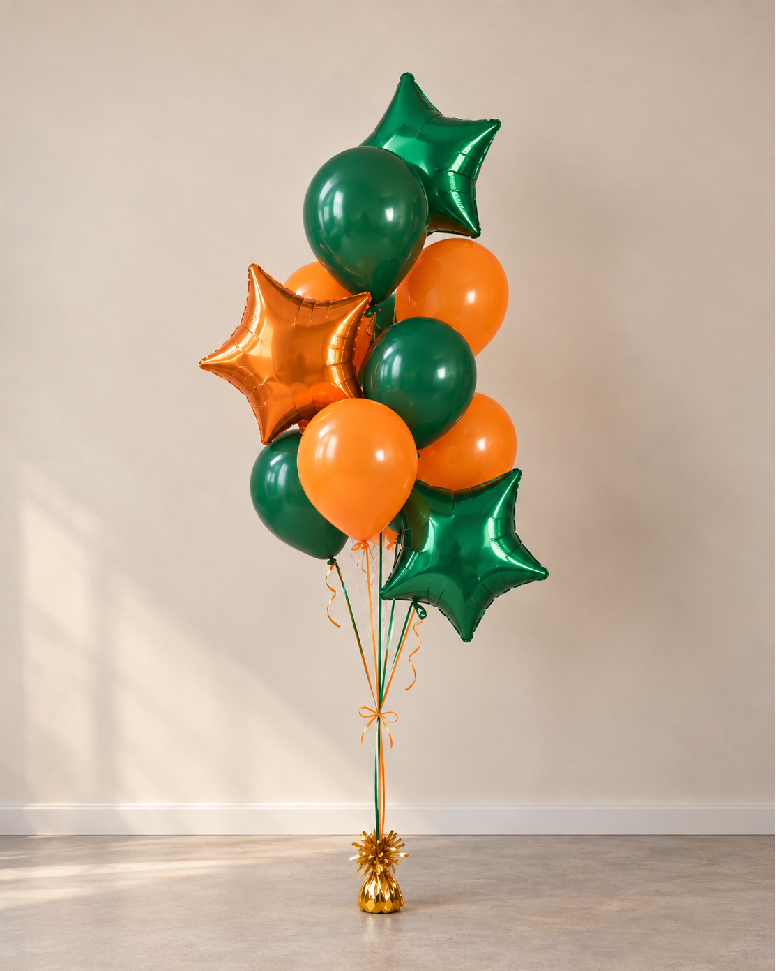 University Of Miami 4 Stars And 8 Latex Helium Balloon Bouquet With Weight