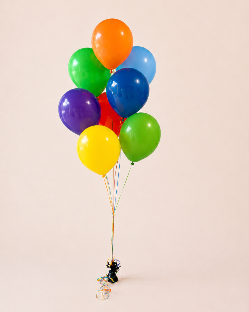 Any Color 8 Helium Weighted Balloon Bouquet With Helium