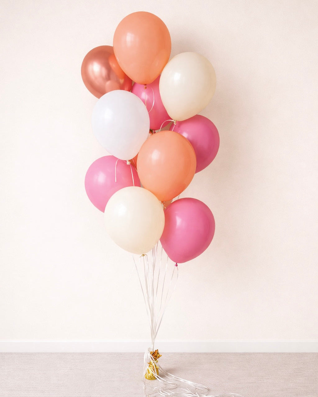 12 Helium Balloon Bouquet With Weight Mixed Pinks