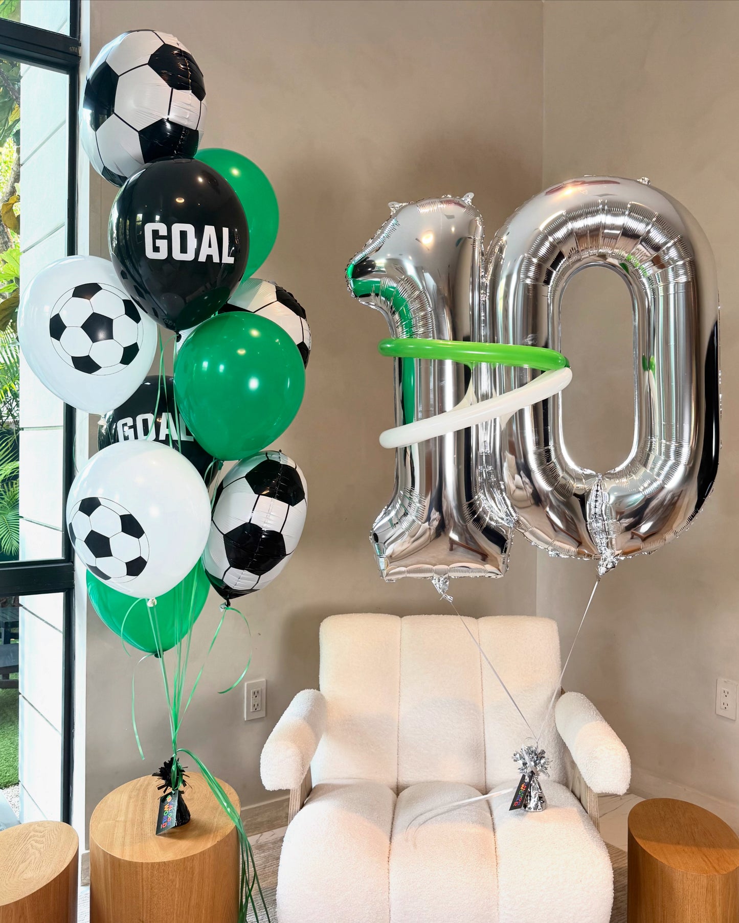 Giant Number With Soccer Balloons Bouquet