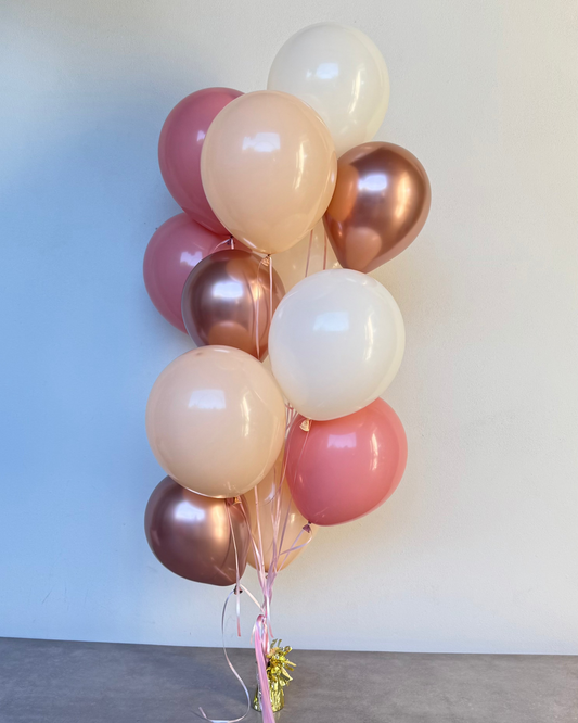 12 Helium Balloon Bouquet With Weight Mixed Pinks