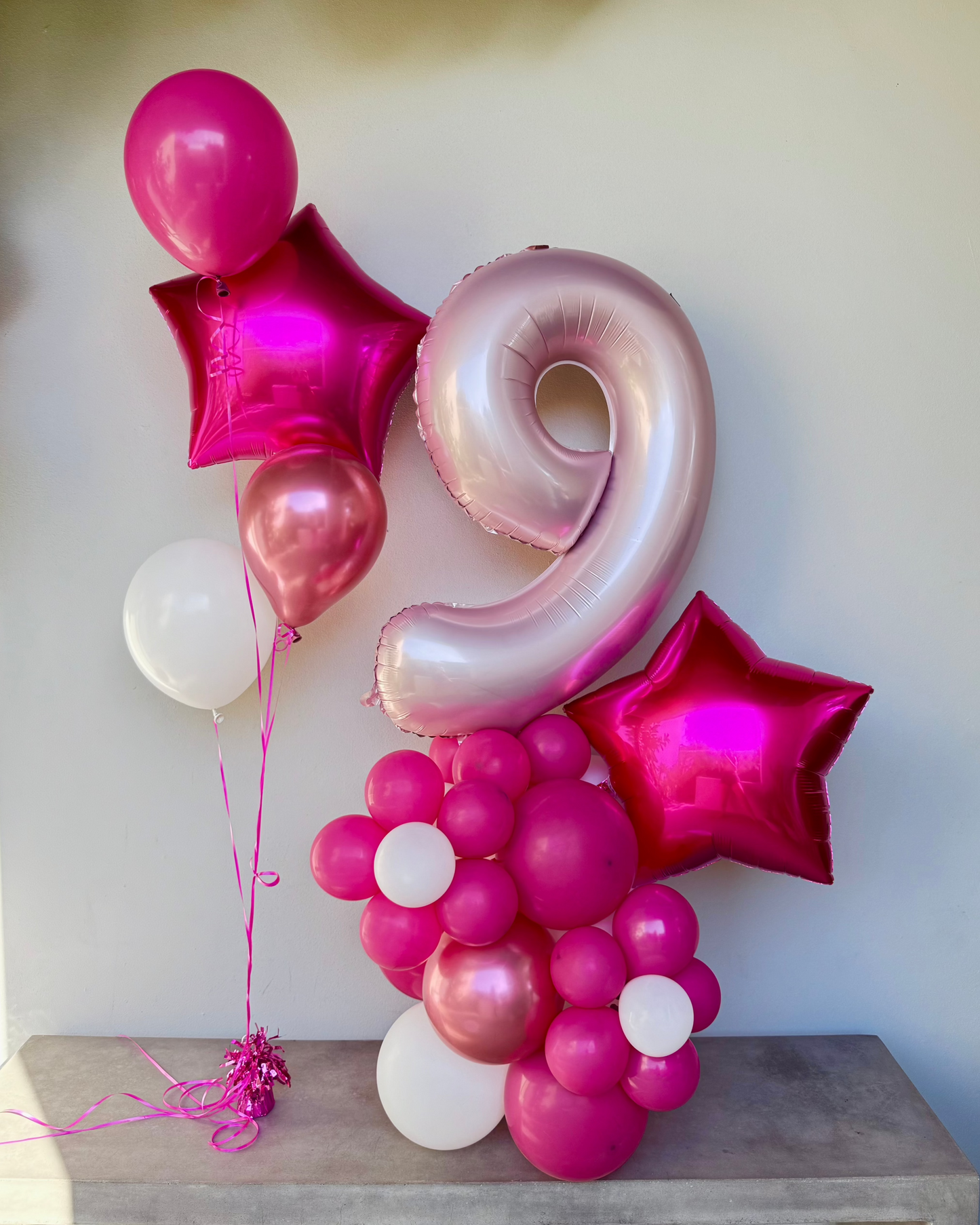Happy Birthday Flower Single Number Helium Balloon Bouquet and Structure Any Color