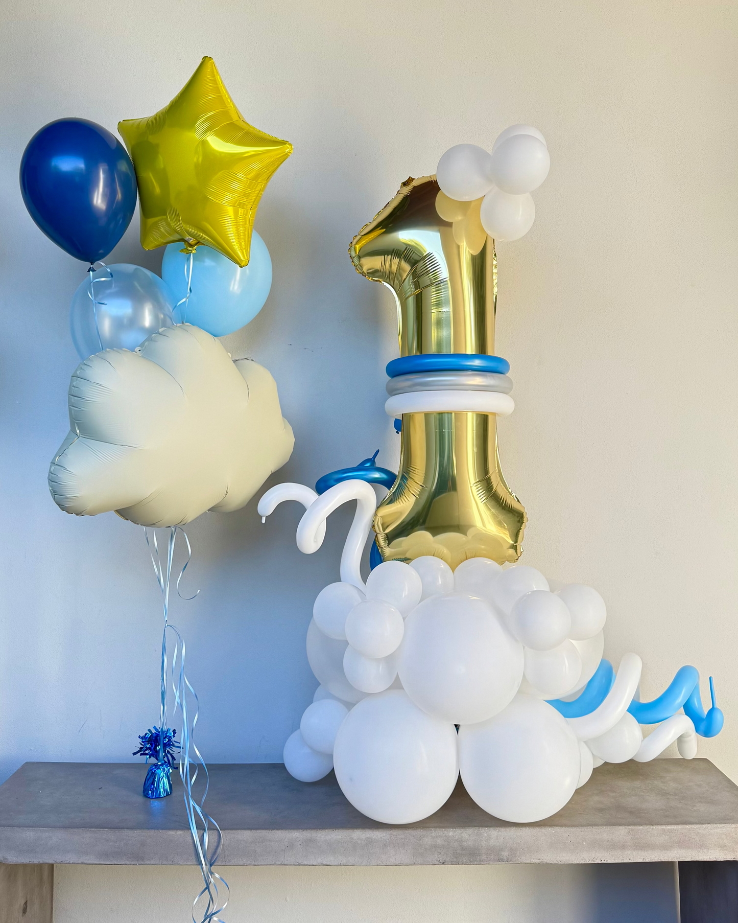 Giant Number Helium Balloon Bouquet and Structure With Cloud and Stars Any Color