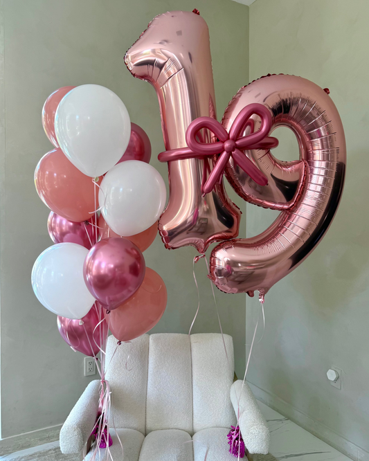 Giant Number With 12 Balloons Bouquet