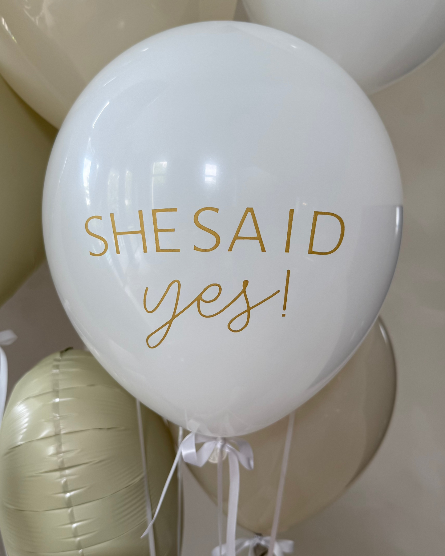 White Engagement 12" Balloon Selection With Helium