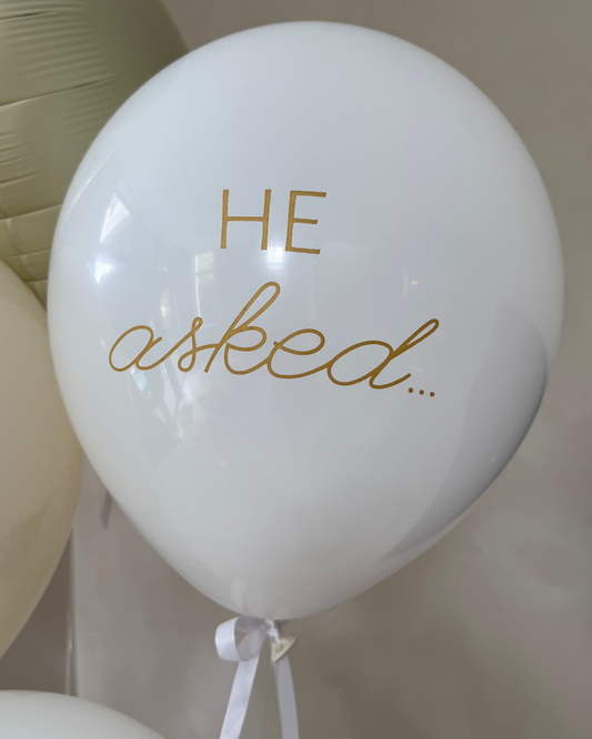 White Engagement 12" Balloon Selection With Helium