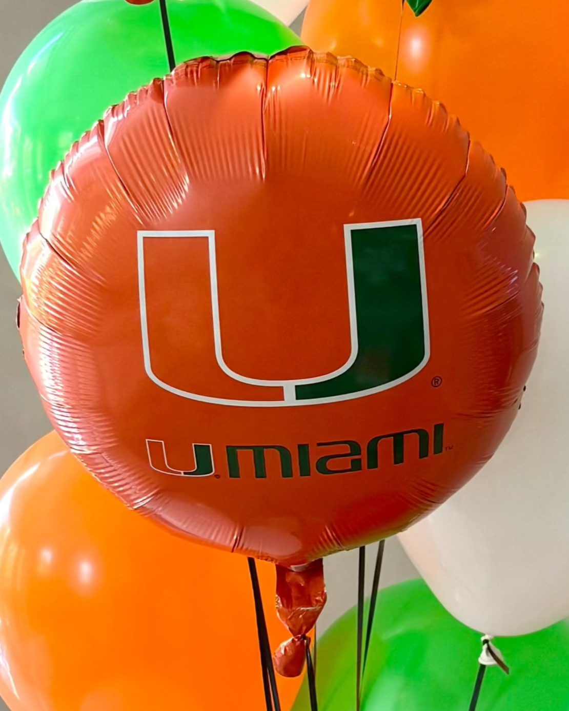 University Of Miami Helium Balloon Bouquet With Weight
