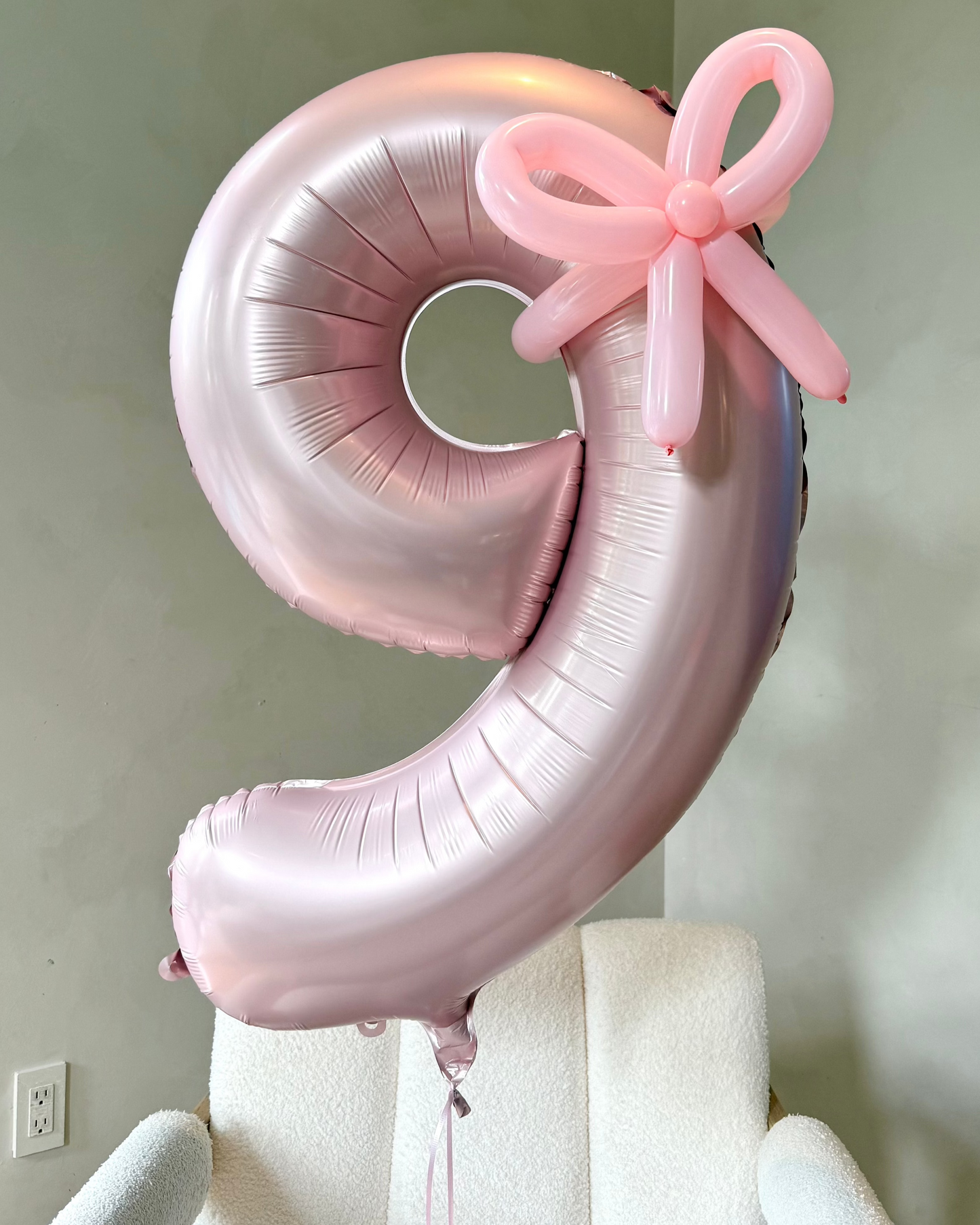 Giant Number Helium Balloon With Bow and Weight