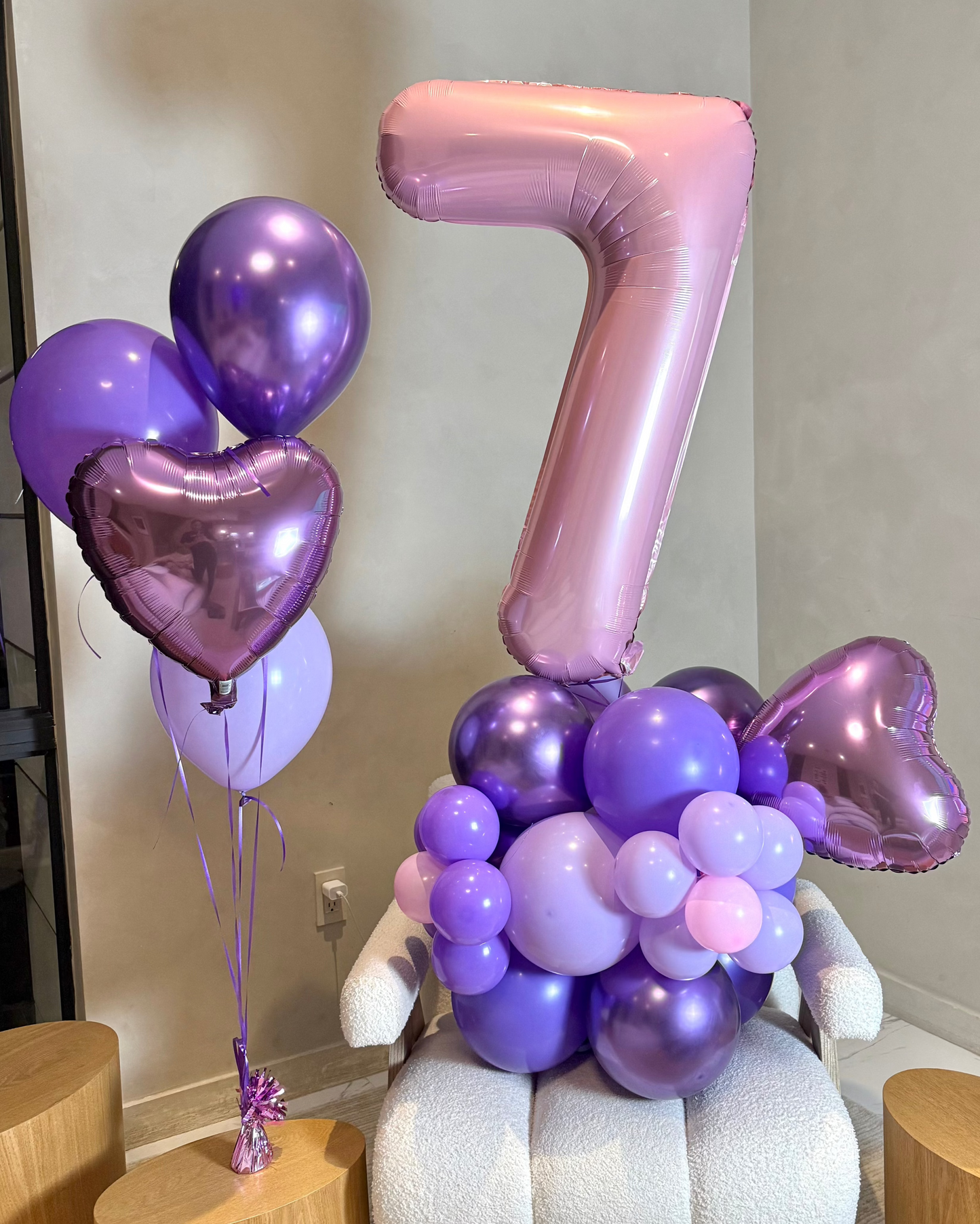 Happy Birthday Flower Single Number Helium Balloon Bouquet and Structure Any Color