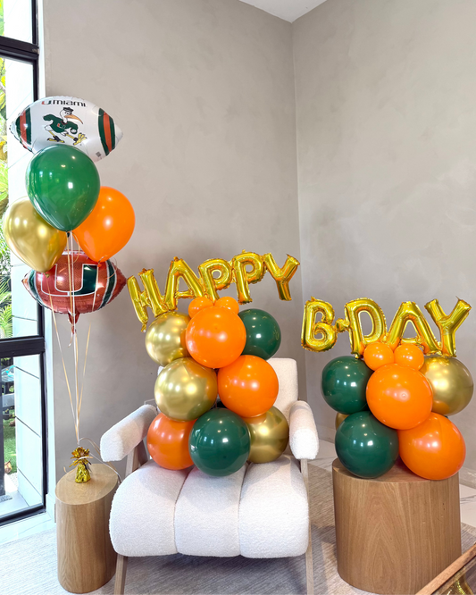 Happy Birthday Balloon Structure With Matching 4 Helium Balloon Bouquet with Star