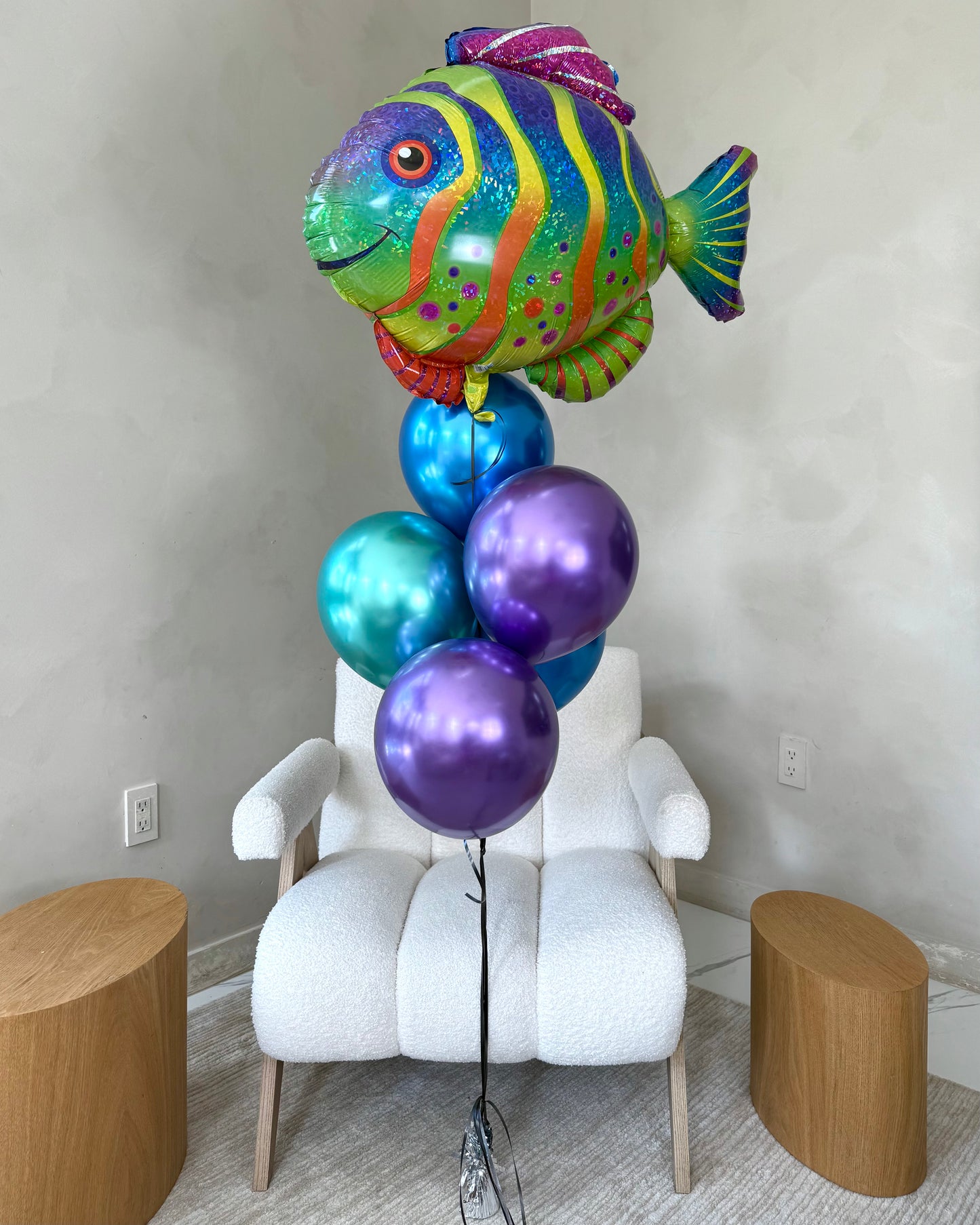 Giant 34" Rainbow Fish Balloon Bouquet with 5 Helium Balloons