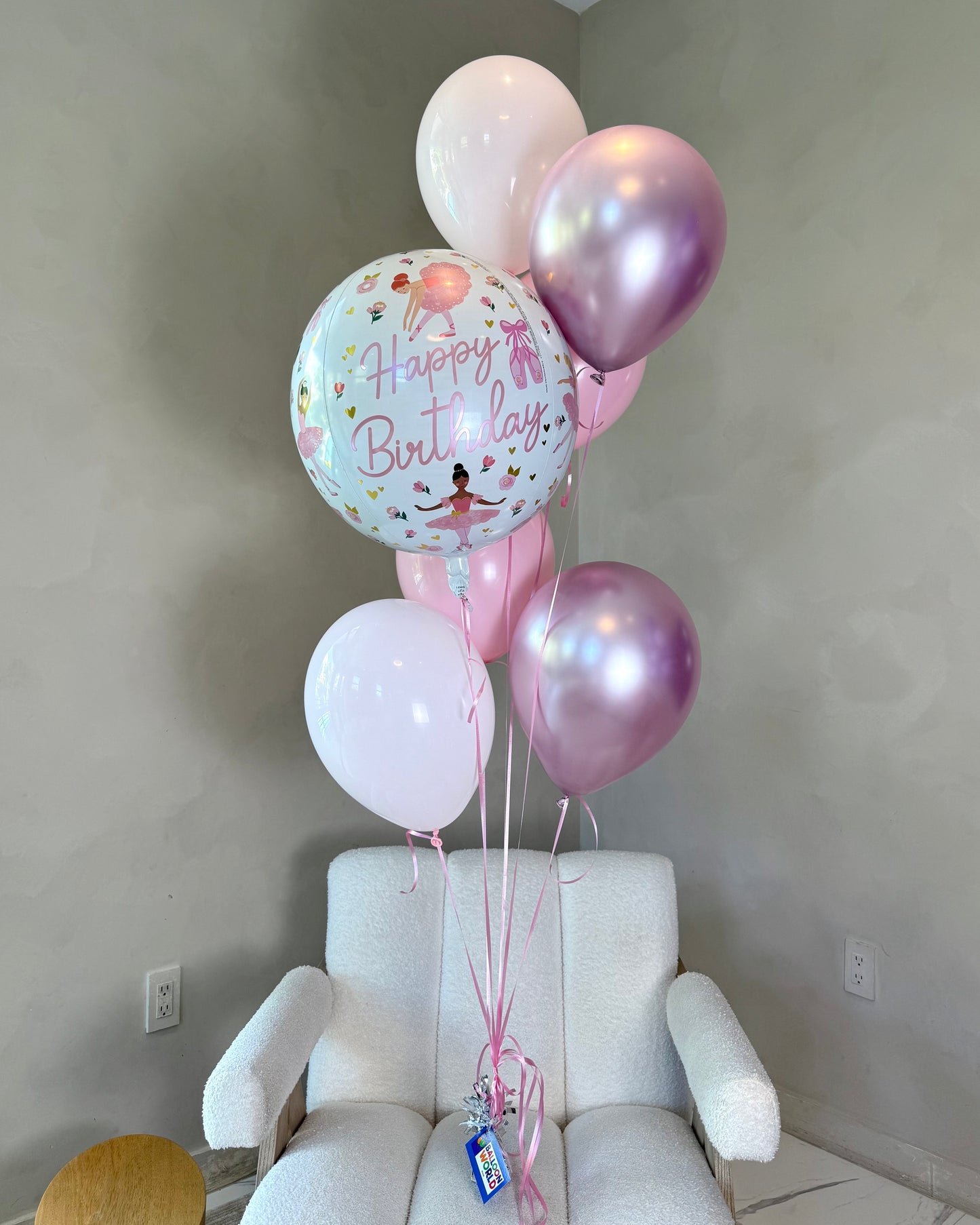 Ballerina Happy Birthday 6 Balloon Bouquet With Helium