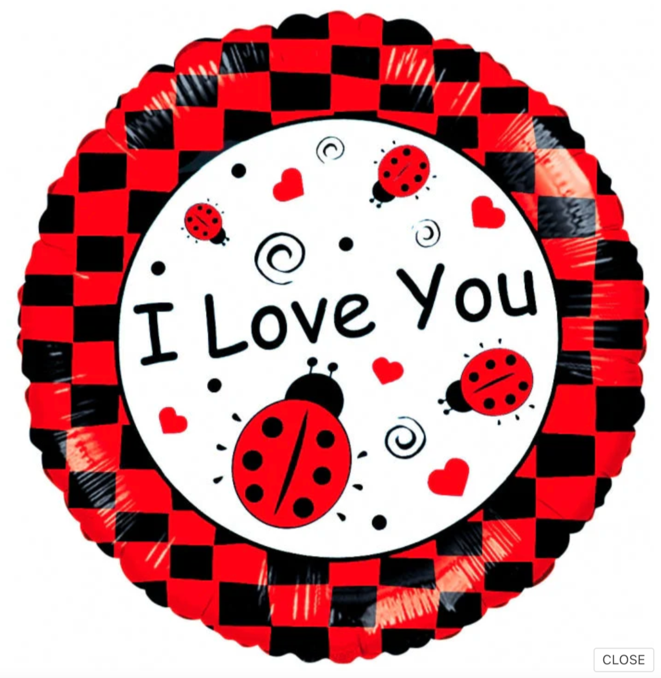 "I Love You" Love Bug Ladybug Balloon 18" With Helium