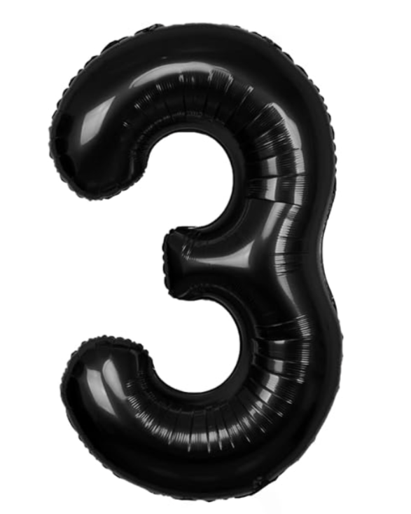 Giant Black 40" Foil Number Balloon With Helium
