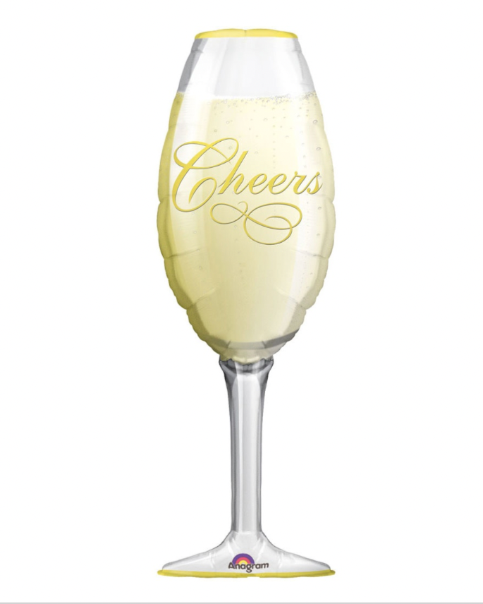 Giant 38" Cheers Champagne Glass Celebration Balloon With Helium