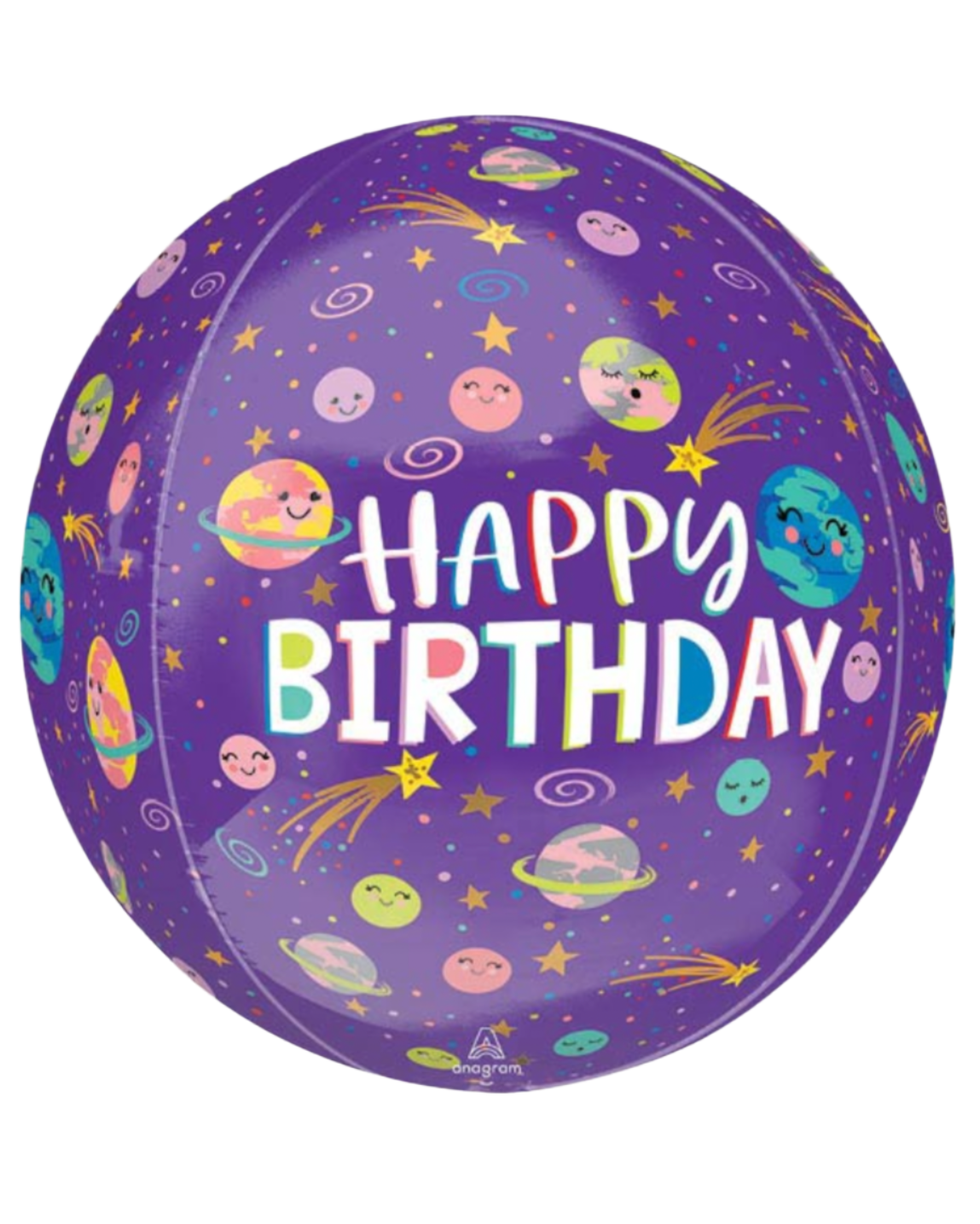 Giant Happy Birthday 24" Globe Purple Planet Balloon With Helium