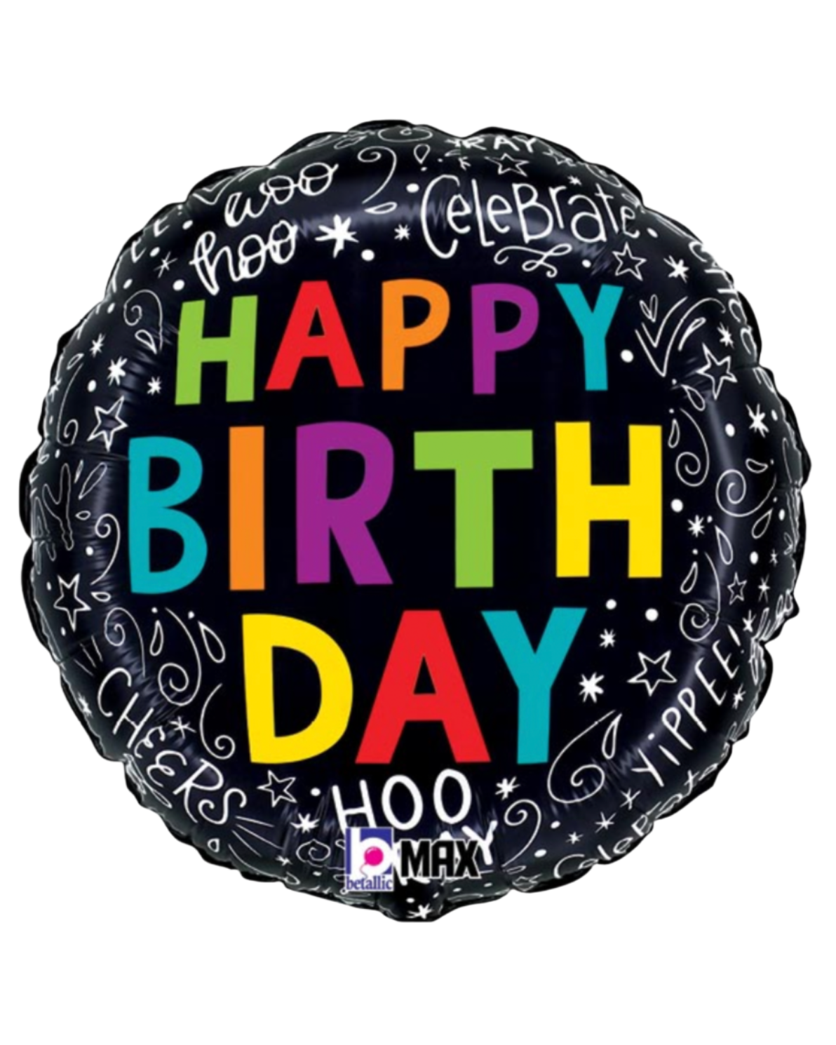 Happy Birthday 18" Black Balloon With Helium