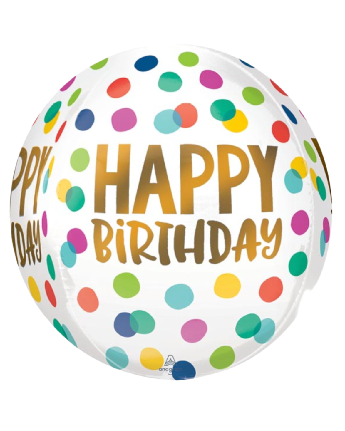 Giant Happy Birthday 24" Multicolored Dots Globe Balloon With Helium