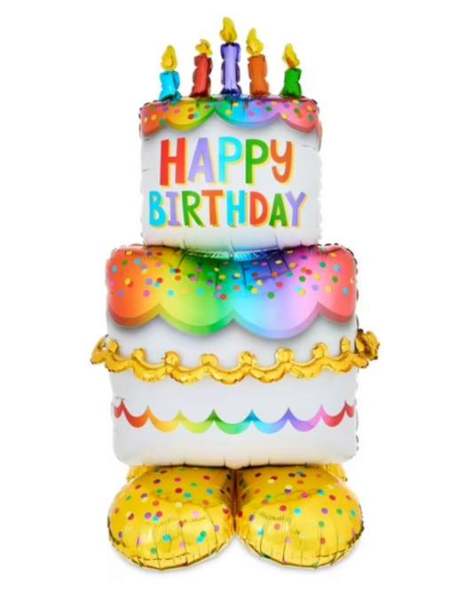 Giant 53" Happy Birthday Cake Freestanding Inflated Airwalker Balloon