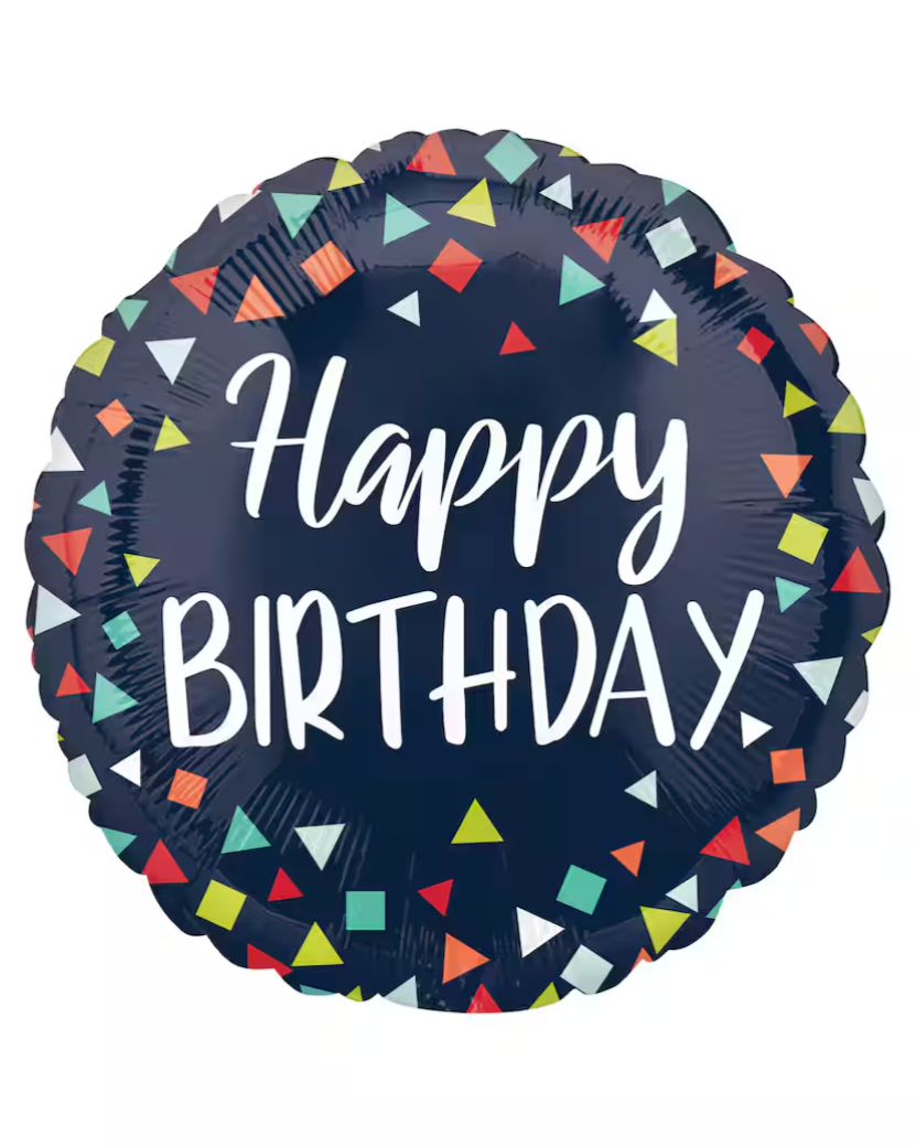 Happy Birthday Navy Blue 18" Foil Balloon With Helium