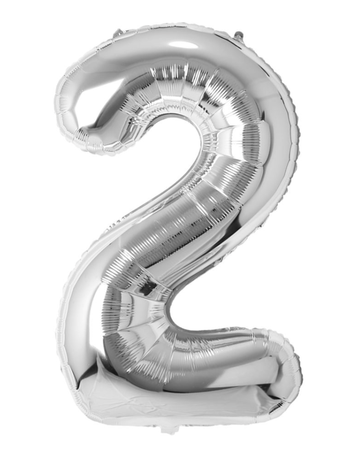 Giant Silver 40" Foil Number Balloon With Helium