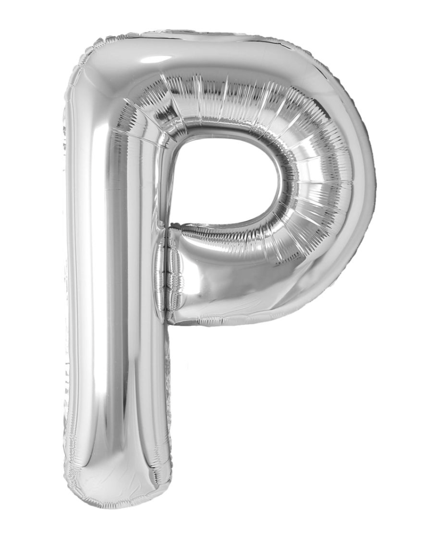 Giant Letter P Balloon 40" Silver