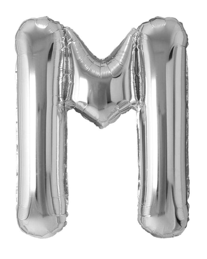 Giant Letter M Balloon 40" Silver