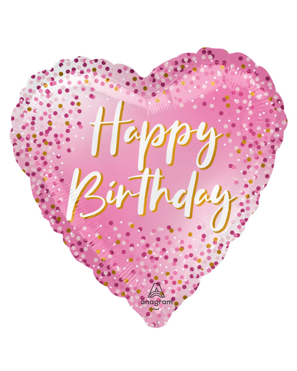Heart Shaped Sparkle Happy Birthday Balloon With Helium