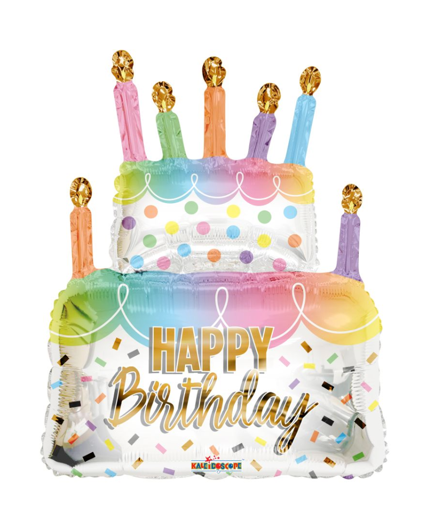 Giant Birthday Cake Rainbow Pastel Colors Balloon With Helium