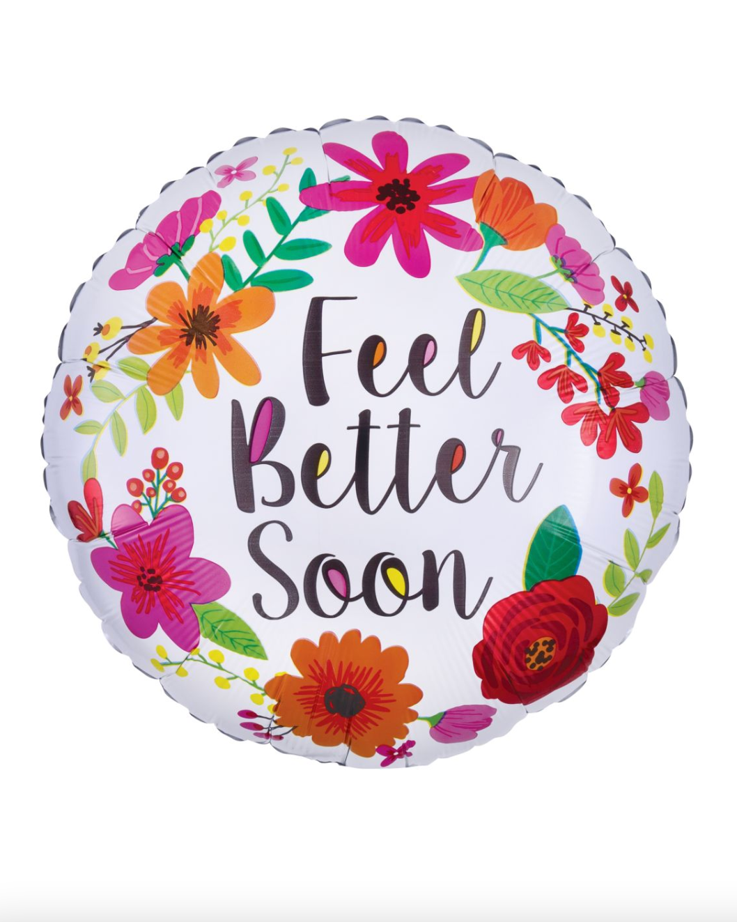 Feel Better Soon Floral Get Well 18" Foil Balloon With Helium