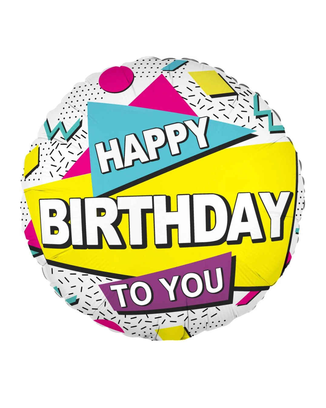 90's Happy Birthday Art Deco 18" Balloon With Helium