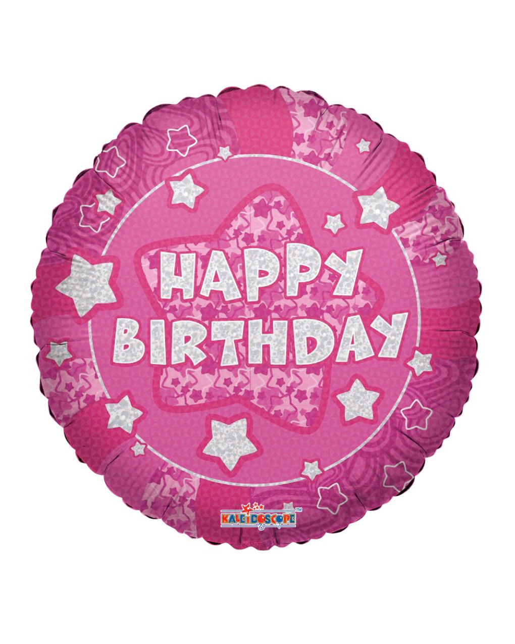 Holographic Pink Happy Birthday 18" Balloon With Helium