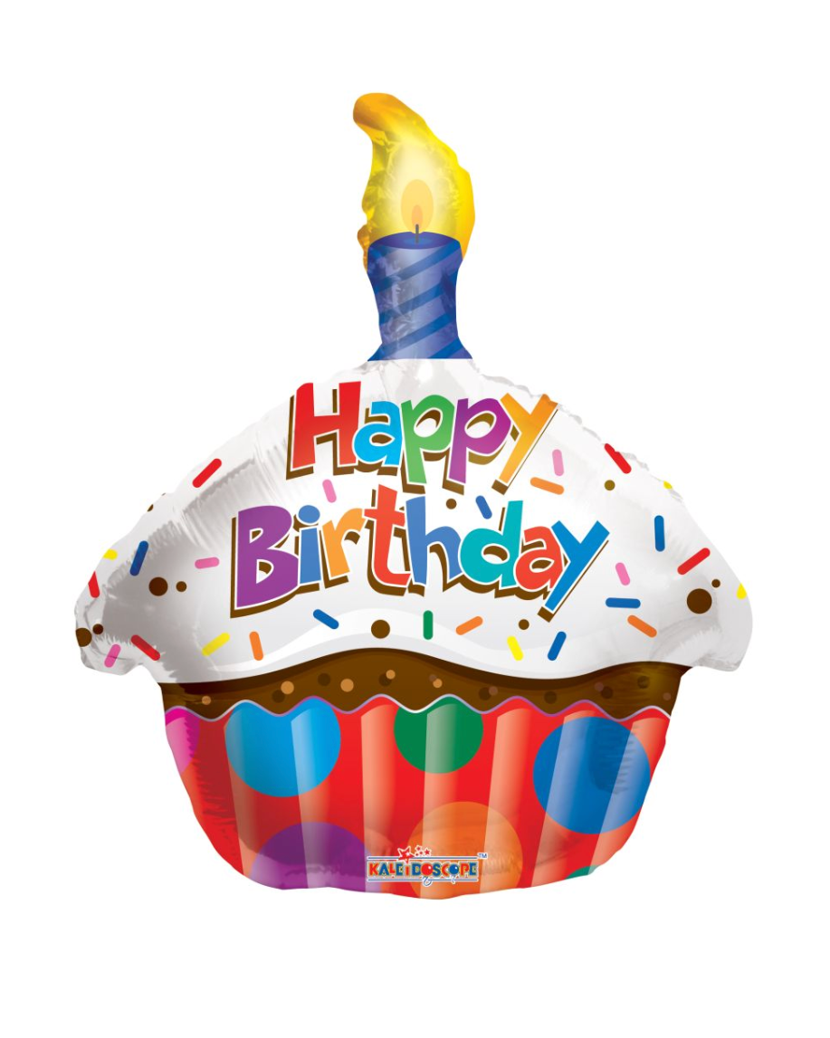 Cupcake Happy Birthday 18" Balloon With Helium