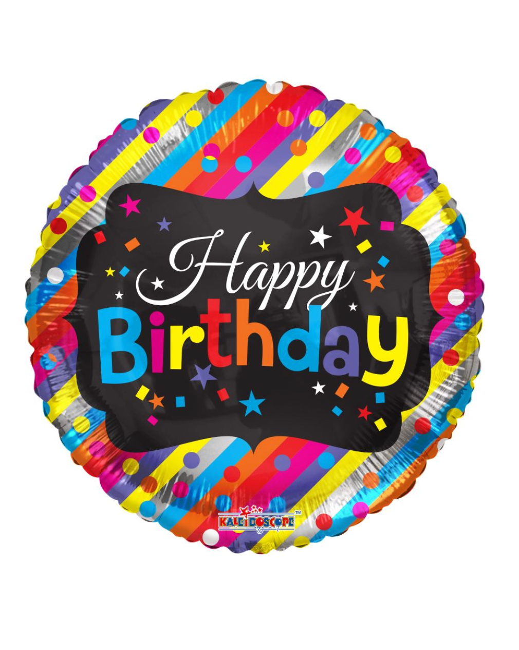 Striped Happy Birthday 18" Balloon With Helium