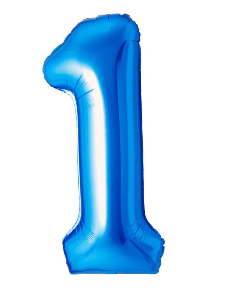 Giant Blue 40" Foil Number Balloon With Helium