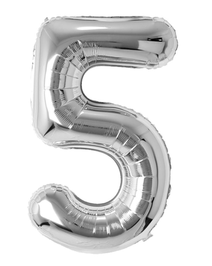 Giant Silver 40" Foil Number Balloon With Helium