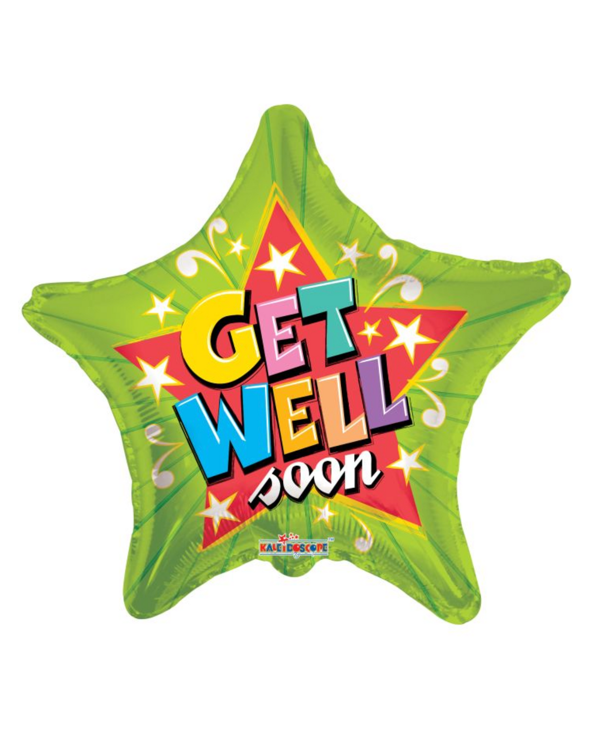 Get Well Soon Green Star 18" Foil Balloon With Helium
