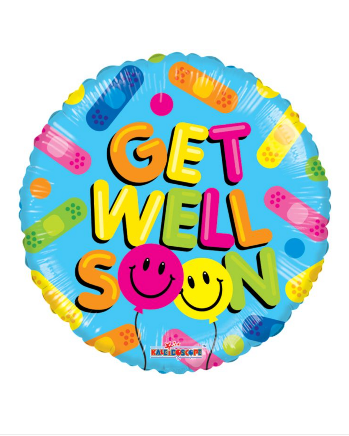 Get Well Soon Colorful Bandaid 18" Foil Balloon With Helium