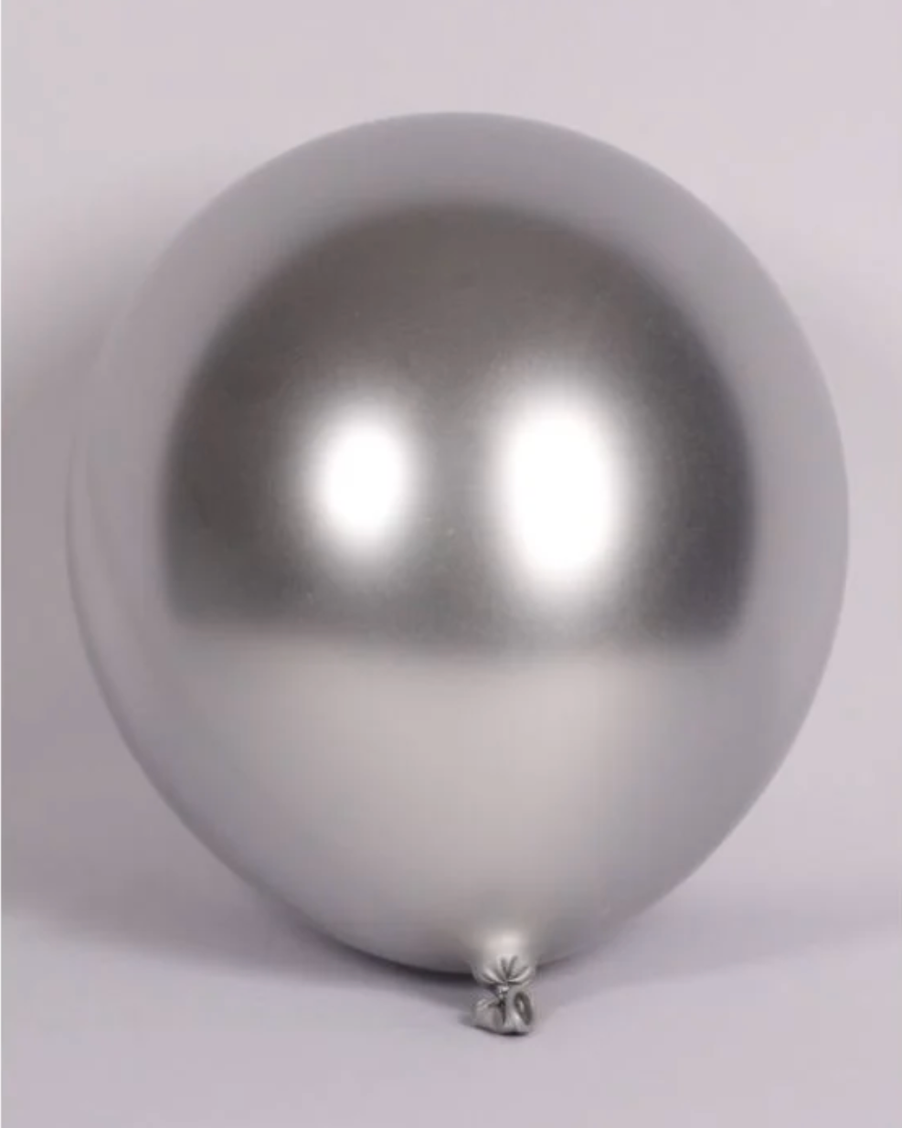 Silver 12" Balloon Inflated With Helium & Ribbon