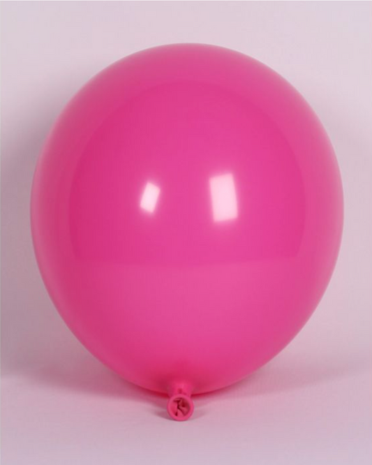 Hot Pink 12" Latex Balloon Inflated With Helium & Ribbon