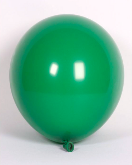 Green 12" Balloon Inflated With Helium & Ribbon