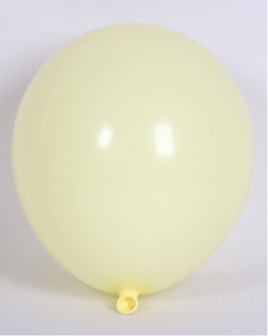 Pastel Yellow 12" Latex Balloon Inflated With Helium & Ribbon
