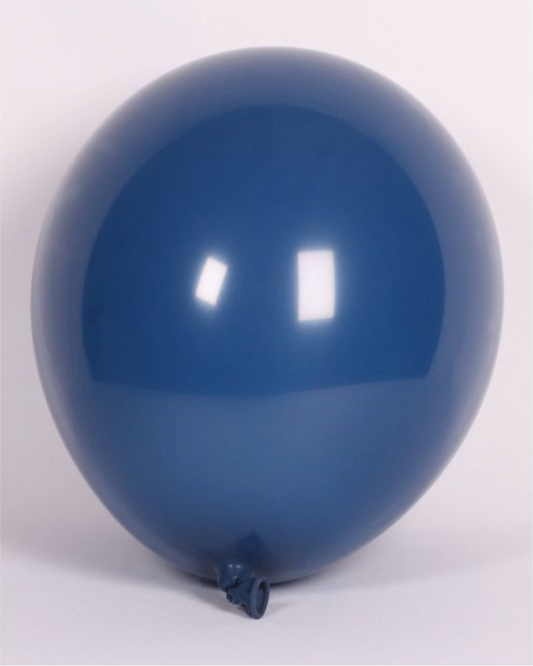 Navy Blue 12" Latex Balloon Inflated With Helium & Ribbon