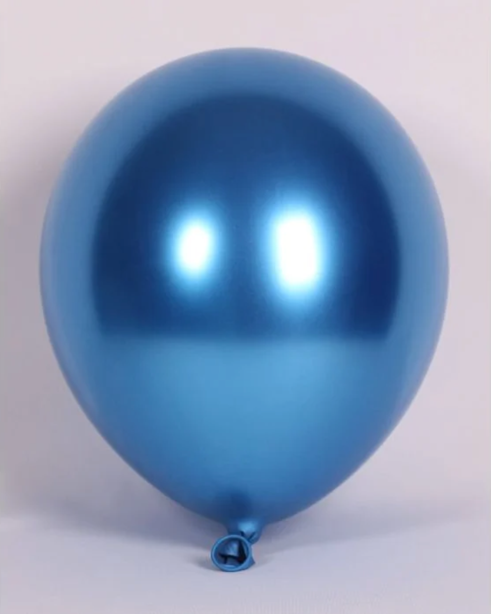 Metallic Blue 12" Latex Balloon Inflated With Helium & Ribbon